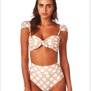 Montce swim bottoms ONLY size x-small polka dot beige and white nwt. NEW!